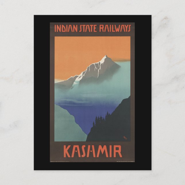Kashmir Indiska statliga järnvägar Vykort (Framsida)