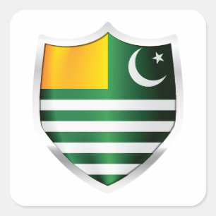 Kashmir Silver Shield Flagga Fyrkantigt Klistermärke