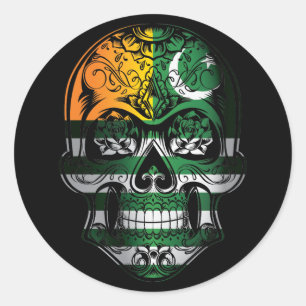 Kashmir Skull och Ro Flagga Runt Klistermärke