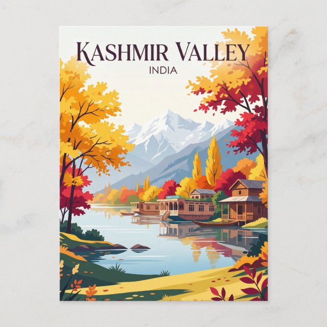 Kashmir Valley Indien Vykort (Framsida)