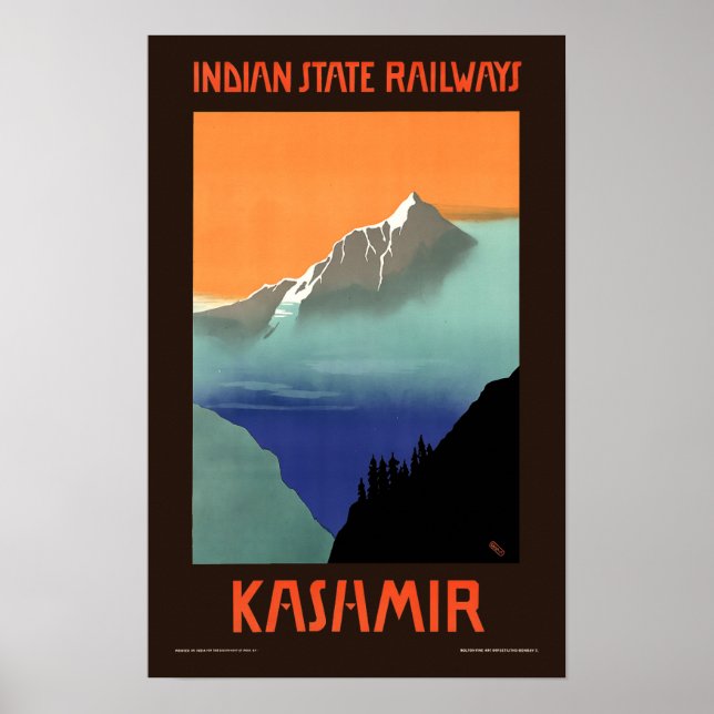 Kashmir Vintage Art Deco India TourTravel Poster (Framsidan)