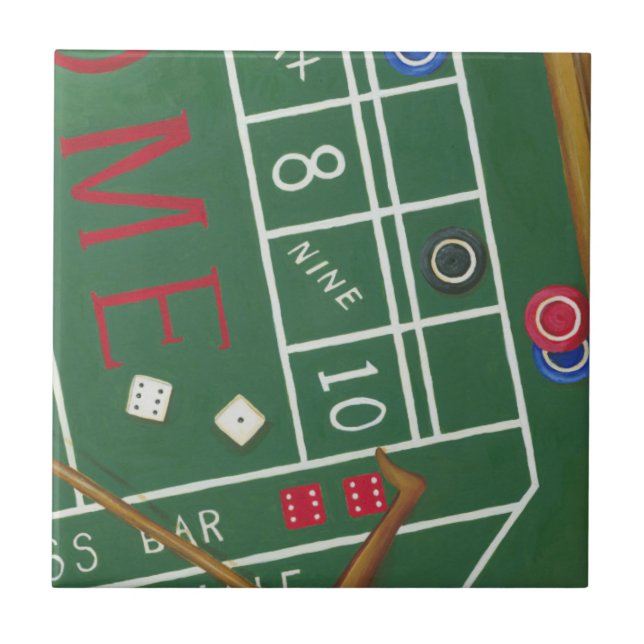 Kasino Craps Bord med Chip och Dice Kakelplatta (Framsidan)