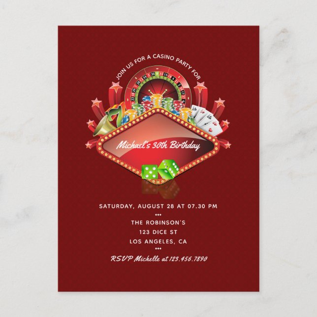 Kasino Födelsedagsfest Vykort (Framsida)