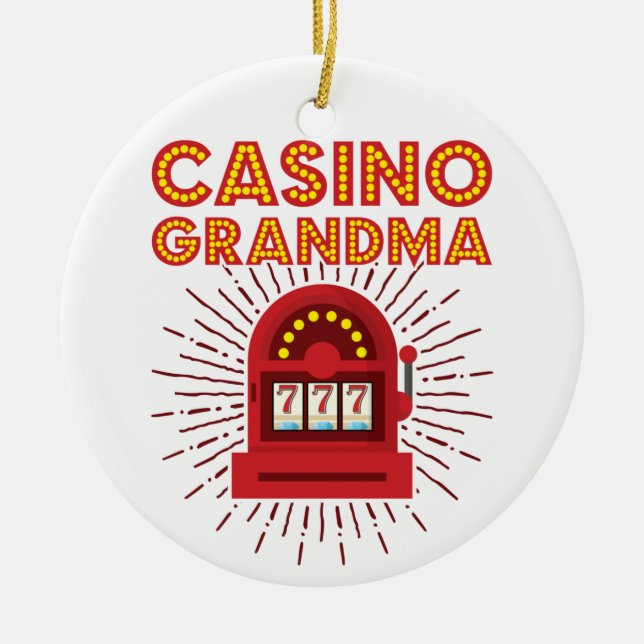 Kasino Grandma Slot Maskin Gambling Grandmor Julgransprydnad Keramik (Framsidan)