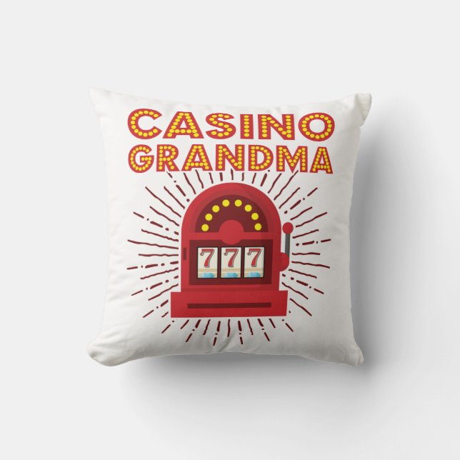 Kasino Grandma Slot Maskin Gambling Grandmor Kudde (Framsida)