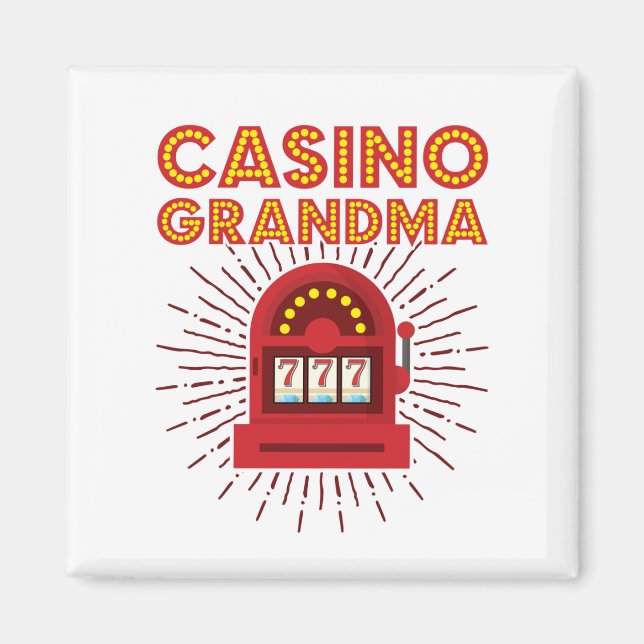 Kasino Grandma Slot Maskin Gambling Grandmor Magnet (Framsidan)