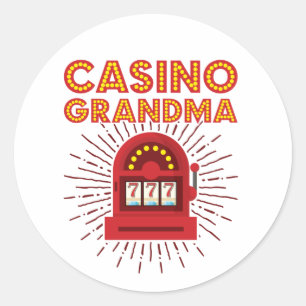 Kasino Grandma Slot Maskin Gambling Grandmor Runt Klistermärke
