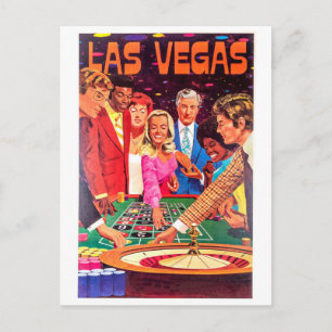 Kasino, Las Vegas, folk spelar roulette Vykort