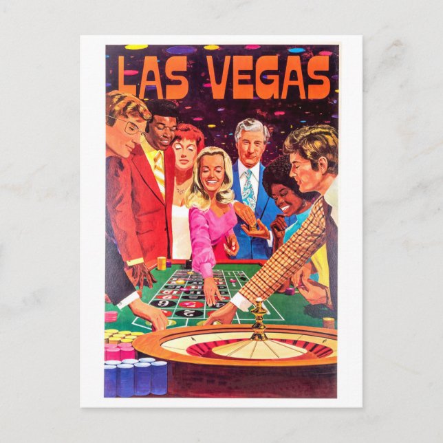 Kasino, Las Vegas, folk spelar roulette Vykort (Framsida)