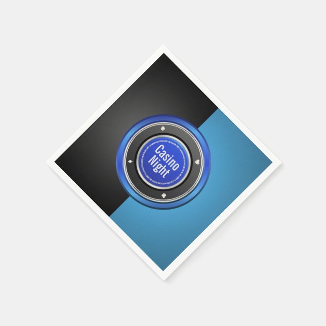 Kasino Nattsvart och blå Poker Chip Pappersservett (Hörn)