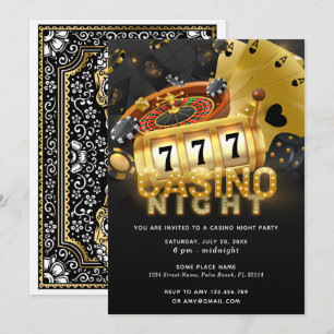 Kasino Night Party Black Guld Inbjudningar