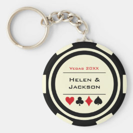 Kasino Poker Chip Black off-White Wedding Favor Nyckelring
