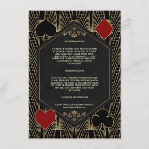 Kasino Roaring 20s Gatsby Bröllopsboende Tilläggskort