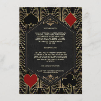 Kasino Roaring 20s Gatsby Bröllopsboende Tilläggskort