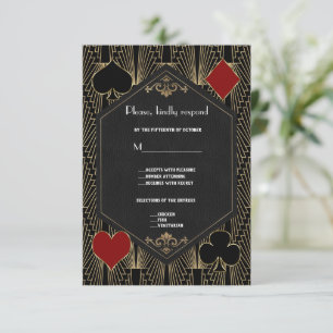 Kasino Roaring 20s Vegas Gatsby Art Deco Bröllop OSA Kort
