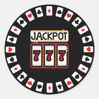 Kasino Slå Jackpot 777 Runt Klistermärke