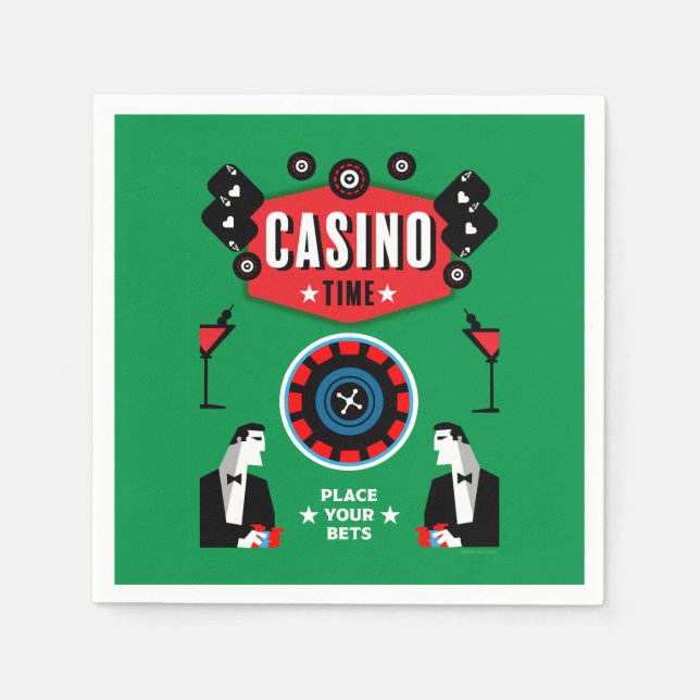 Kasino Spel Poker Roulette  Pappersservett (Framsidan)