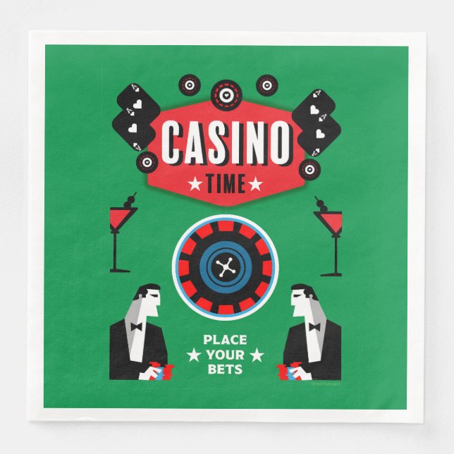 Kasino Spel Poker Roulette  Pappersservett (Framsida)