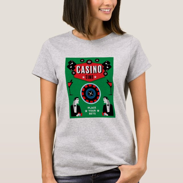 Kasino Spel Poker Roulette  T Shirt (Framsida)