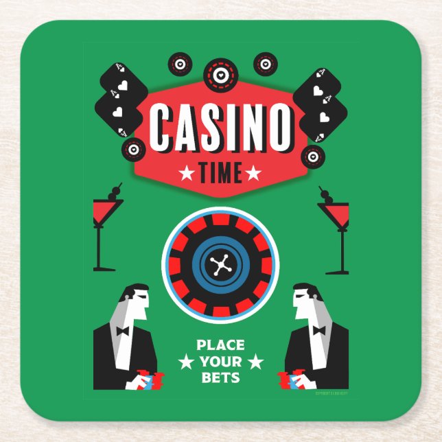 Kasino Spel Poker Roulette  Underlägg Papper Kvadrat (Framsidan)