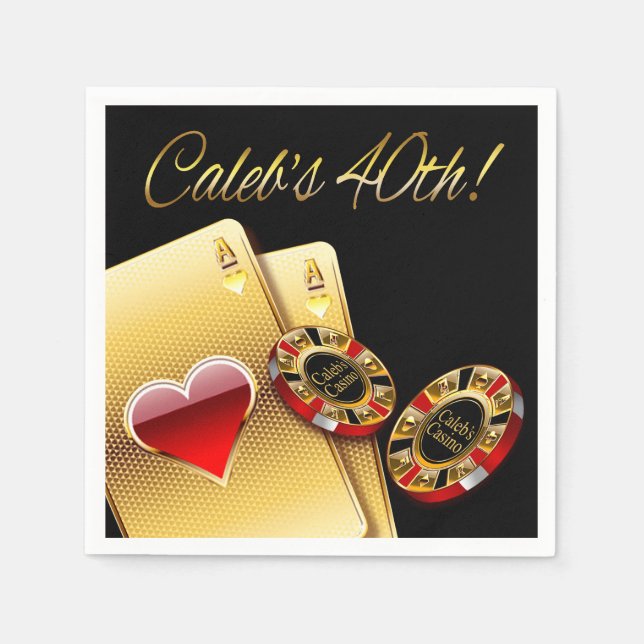 Kasino Stil 40:e Party ASK FÖR NAMN I CHIP Pappersservett (Framsidan)