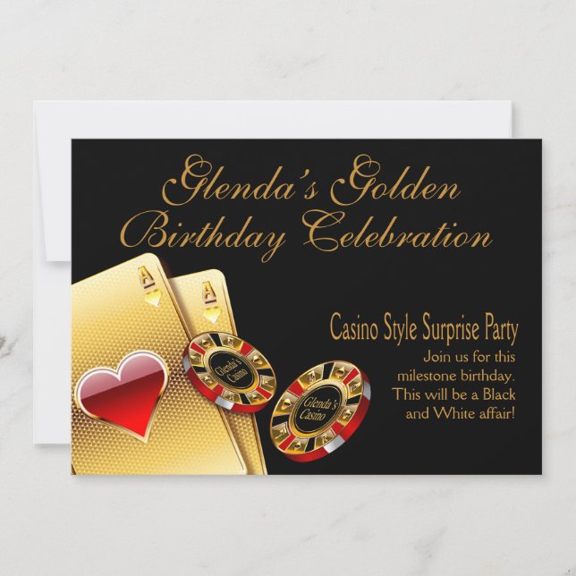 Kasino tema fest FÅR MIG ATT SÄTTA NAMN PÅ CHIPS Inbjudningar (Framsida)