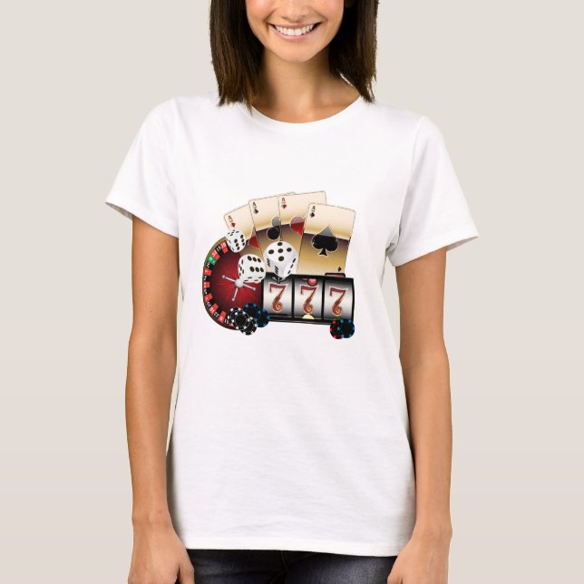 kasino, vegas, poker, spel, vuxen t shirt (Framsida)