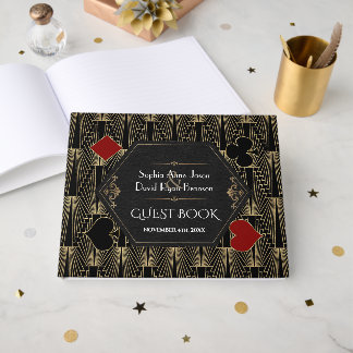 Kasino Vegas Roaring 20s Gatsby Art Deco Bröllop Gästböcker