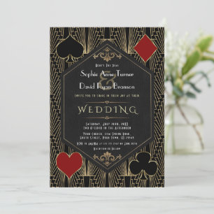 Kasino Vegas Roaring 20s Gatsby Art Deco Bröllop Inbjudningar