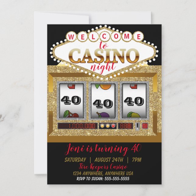 kasinofack maskin las Vegas kasino-natten Inbjudningar (Framsida)