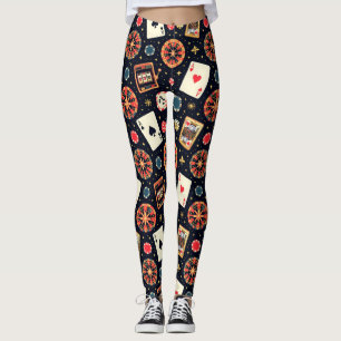 Kasinotematik på svart leggings
