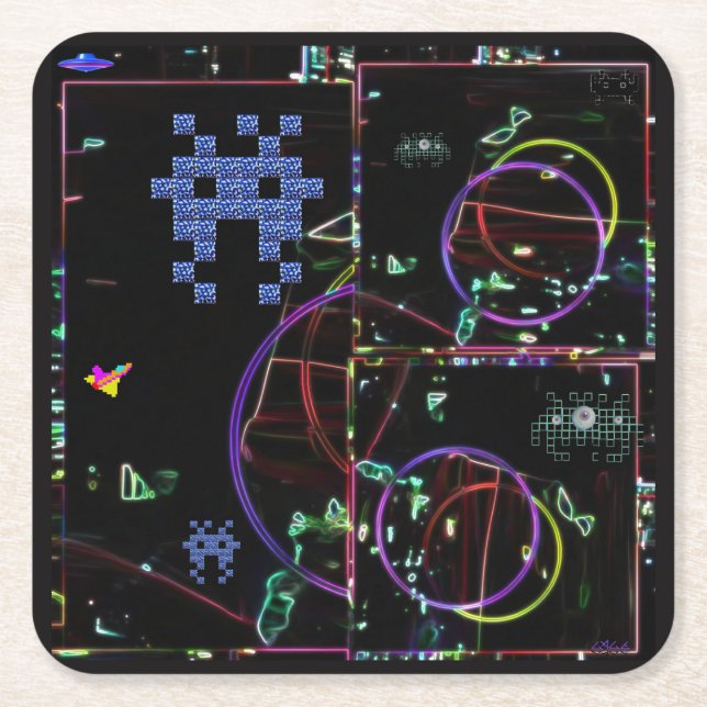 Kaskad av elektroniska spel underlägg papper kvadrat (Framsidan)