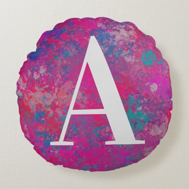 Kaskad av Färg Red, Rosa och Blues Rund Kudde (Framsidan)