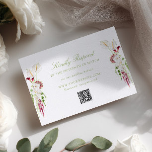 Kaskad blomsterbukett Bröllops QR-kod OSA Kort