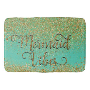 Kaskad Gold Glitter & Teal Aqua SIREN-VIBRATIONER Badrumsmatta