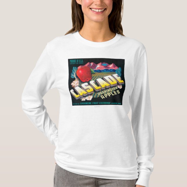 KaskadApple etikett (blått) - Cashmere, WA T Shirt (Framsida)