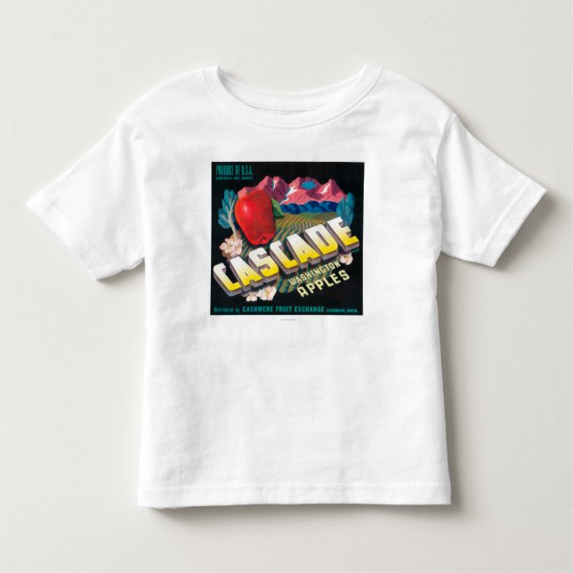 KaskadApple etikett (blått) - Cashmere, WA Tee Shirt (Framsida)