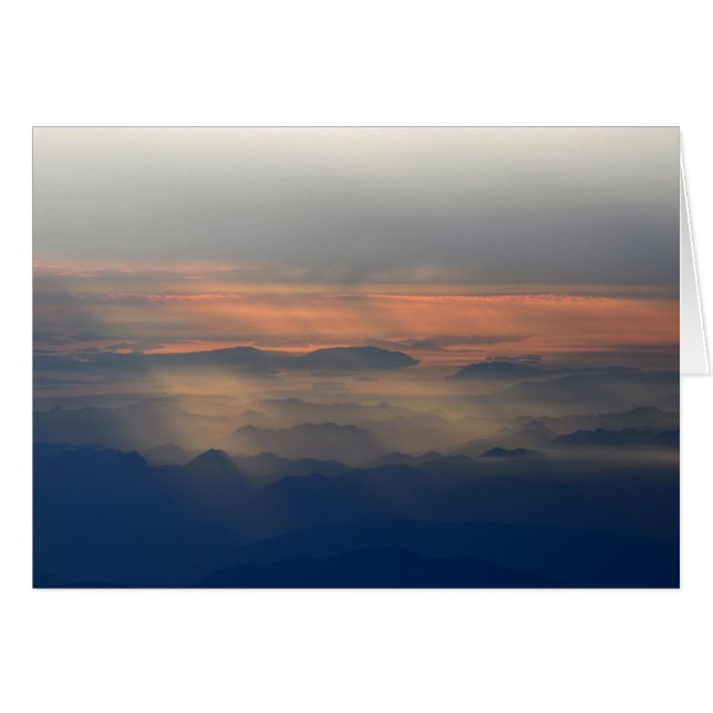 Kaskadberg vid Sunset Hälsningskort (Framsidan Horizontal)