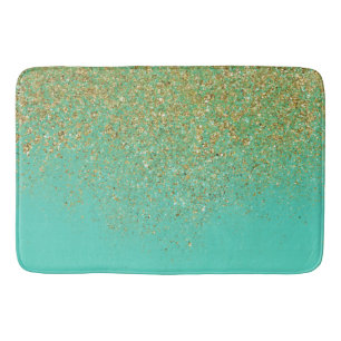 Kaskadguld glitter & teal aqua glamour trendigt badrumsmatta