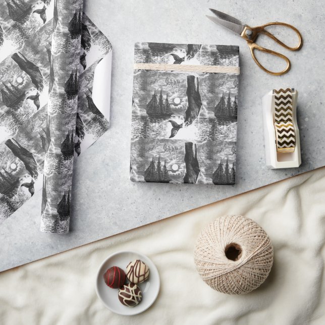 Kaskelot som bryter vattenytan, gamla marina djur presentpapper (Hantverk)