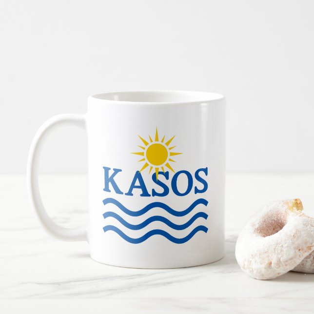 KASOS Grekland. Sol Vatten Kaffemugg (Med munk)