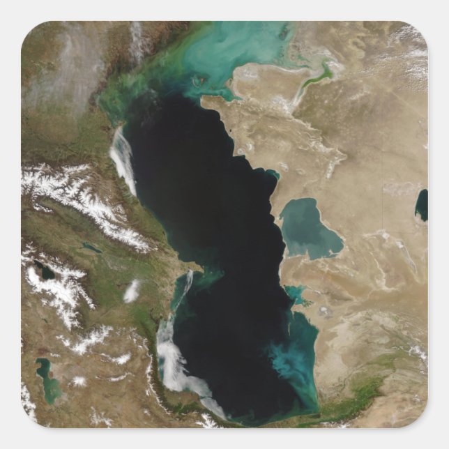 Kaspiska havet fyrkantigt klistermärke (Framsida)