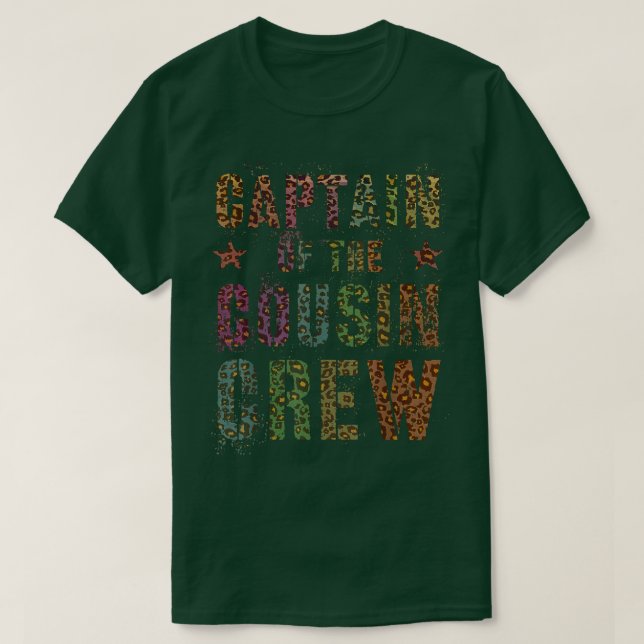 KASPTAIN FÖR COUSIN CREW Leopard Skriv ut Gra T Shirt (Design framsida)