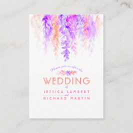 Kassadinginformationskort för bröllop lila orange tilläggskort