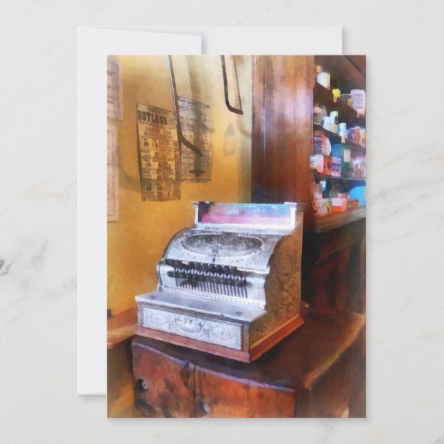 Kassadisk i livsmedelsbutik inbjudningar (Framsida)