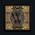 Kassaj Art Deco Black Guld Bröllop-årsdag Minnesask<br><div class="desc">Art Deco inspirerade designen med Gatsby, 20-tal, vintage flavor. Med anpassade och monogram, kombinerat med en mycket snyggt glitter guld och svart geometrisk utformning. Slimmad och elegant personligt bröllp, årsdag eller förlovning närvarande. Anpassa med namn, årsdag och monogram eller siffror - som är gjorda i en underbar presentlåda av trä...</div>