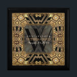 Kassaj Art Deco Black Guld Bröllop-årsdag Minnesask<br><div class="desc">Art Deco inspirerade designen med Gatsby, 20-tal, vintage flavor. Med anpassade och monogram, kombinerat med en mycket snyggt glitter guld och svart geometrisk utformning. Slimmad och elegant personligt bröllp, årsdag eller förlovning närvarande. Anpassa med namn, årsdag och monogram eller siffror - som är gjorda i en underbar presentlåda av trä...</div>
