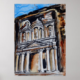 Kassan - Al Khazneh - Petra, Jordanien Poster