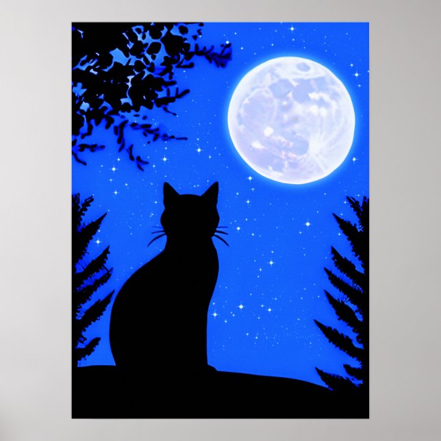 Kassan Gazing på helmånen Poster (Framsidan)
