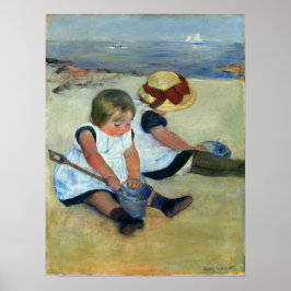 Kassatt - Barn som spelar på stranden Poster